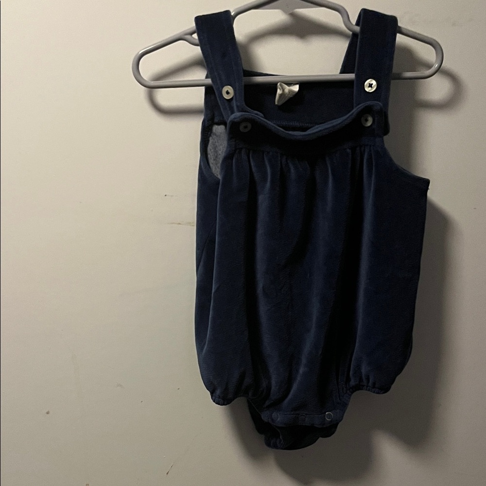Kate Quinn Navy Blue Baby Velour Romper